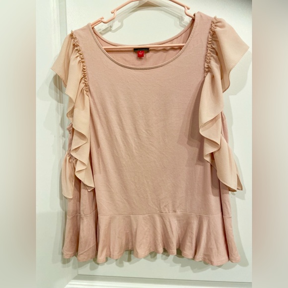 Vince Camuto Tops - Vince Camuto Blush Pink Ruffle Sleeve Blouse L